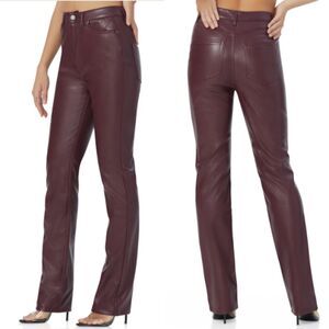 AFRM Women's Heston Port Royal Wine Faux Leather Straight Leg Pants Size 31 NWT